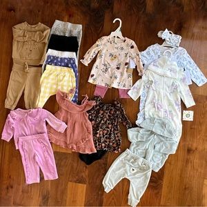 Bundle of baby girl clothes - NWT & like new sz 3-6 mo. Carter’s Baby Gap Honest